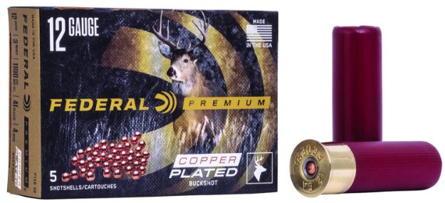 Picture of Federal P1584B Premium Magnum 12Gauge 3" 41Pellets 2oz 4BuckShot 5 Per Box/50 Case