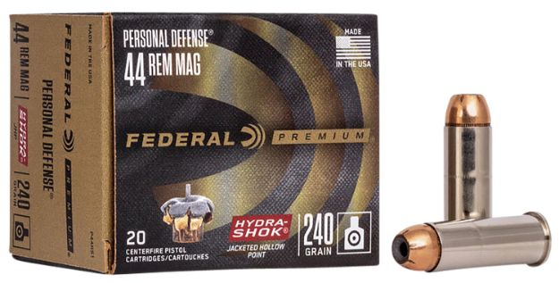 Picture of Federal P44HS1 Premium Personal Defense 44RemMag 240gr Hydra-Shok Jacketed Hollow Point 20 Per Box/25 Case