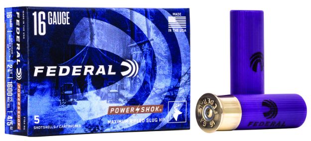 Picture of Federal F164RS Power-Shok Shotshell 16Gauge 2.75" 7/8oz RifledSlug Shot 5 Per Box/50 Case