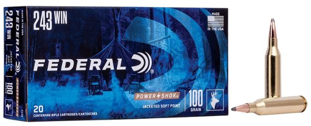 Picture of Federal 243B Power-Shok  243Win 100gr Jacketed Soft Point 20 Per Box/10 Case