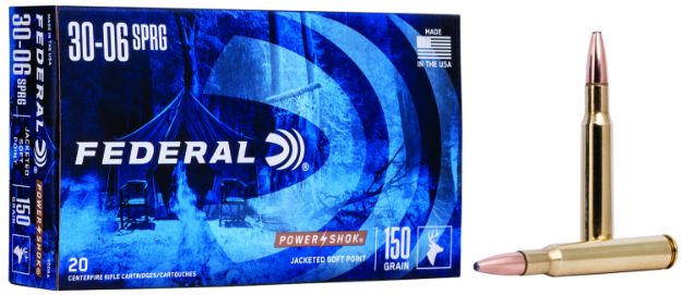 Picture of Federal 3006A Power-Shok  30-06Springfield 150gr Jacketed Soft Point 20 Per Box/10 Case