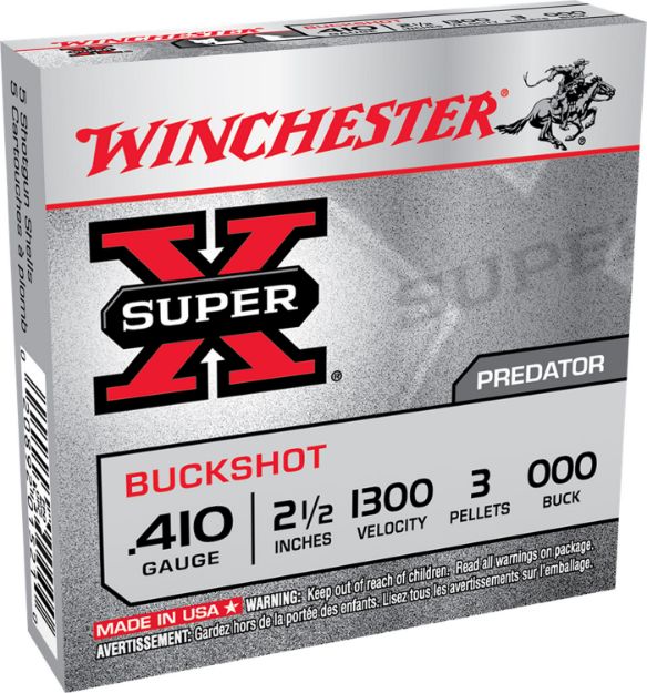 Picture of Winchester Ammo XB41000 Super X  410Gauge 2.50" 3Pellets 000Buck Shot 5 Per Box/50 Case