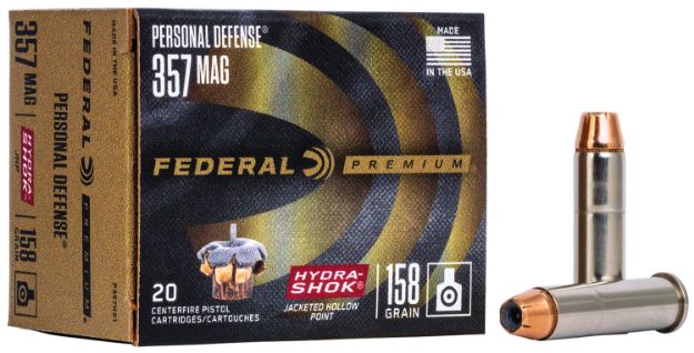 Picture of Federal P357HS1 Premium Personal Defense 357Mag 158gr Hydra-Shok Jacketed Hollow Point 20 Per Box/25 Case