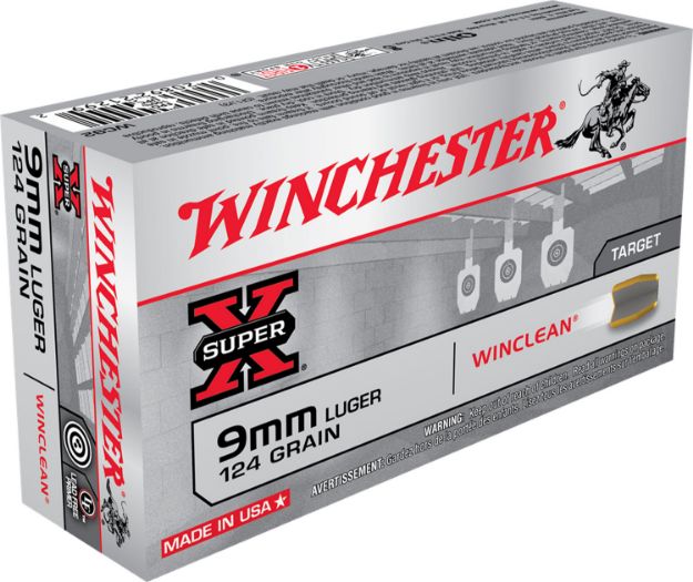 Picture of Winchester Ammo WC92 Super X  9mmLuger 124gr Winclean Brass Enclosed Base 50 Per Box/10 Case