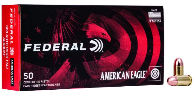 Picture of Federal AE380AP American Eagle Handgun 380ACP 95gr Full Metal Jacket 50 Per Box/20 Case