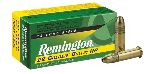 Picture of Remington Ammunition 21008 Golden Bullet Rimfire 22LR 36gr Plated Hollow Point 50 Per Box/100 Case