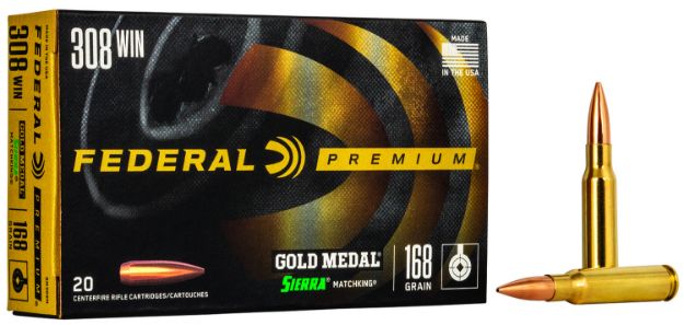 Picture of Federal GM308M Premium Gold Medal 308Win 168gr Sierra MatchKing BTHP 20 Per Box/10 Case