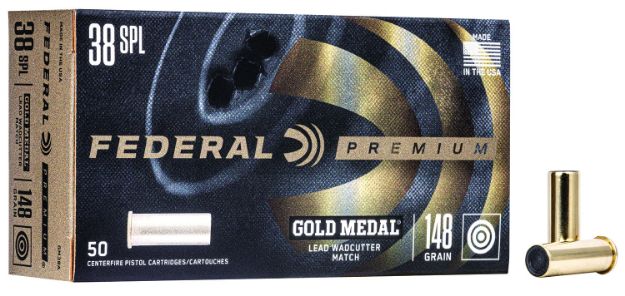 Picture of Federal GM38A Premium Gold Medal 38Special 148gr Lead Wadcutter 50 Per Box/20 Case