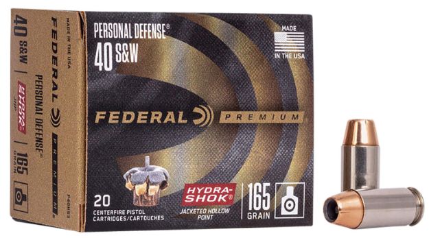 Picture of Federal P40HS3 Premium Personal Defense 40S&W 165gr Hydra-Shok Jacketed Hollow Point 20 Per Box/25 Case