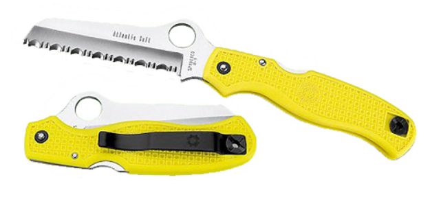 Picture of Spyderco C89SYL Atlantic Salt  3.69" Folding Sheepsfoot Serrated H2 Steel Blade, Yellow FRN Handle, Includes Pocket Clip