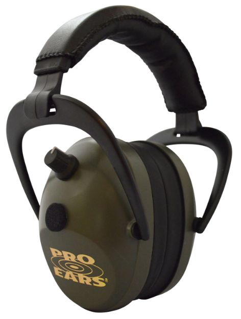 Picture of Pro Ears PEG2SMG Gold II 26 Electronic Muff 26 dB Over the Head Black/Green Adult 1 Pair