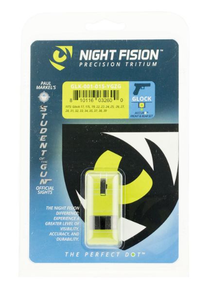 Picture of Night Fision GLK001015YGZ Student Of The Gun Accur8 For Glock  Green Tritium Yellow Outline Front Sight-Green Tritium Black Outline Rear Sight Glock 17/17L/19