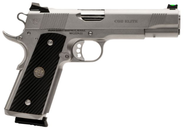 Picture of Wilson Combat CQBEFS45SS CQB Elite 45 ACP 8+1 5" Stainless Match Grade Barrel, Serrated Stainless Steel Slide, Stainless Steel Frame w/Beavertail, Black G10 Starburst Grip