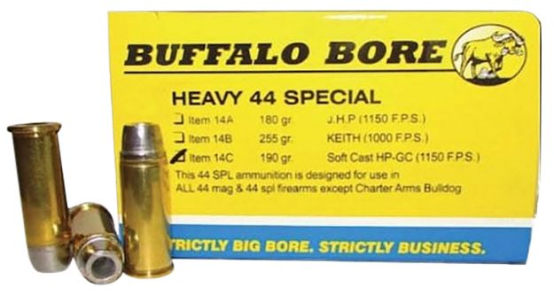 Picture of Buffalo Bore Ammunition 14C20 Heavy Strictly Business 44S&W Spl 190gr Soft Cast Hollow Point 20 Per Box/12 Case