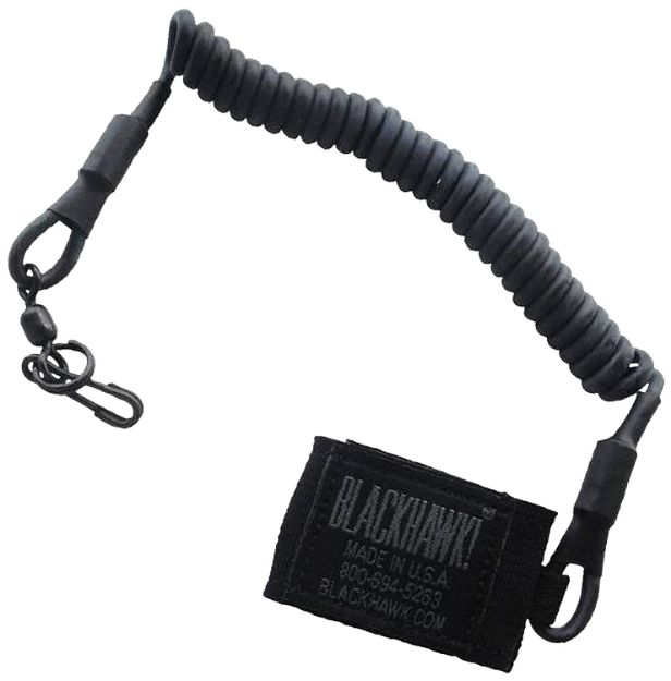 Picture of Blackhawk 90TPL2BK Tactical Pistol Lanyard Coiled Wire