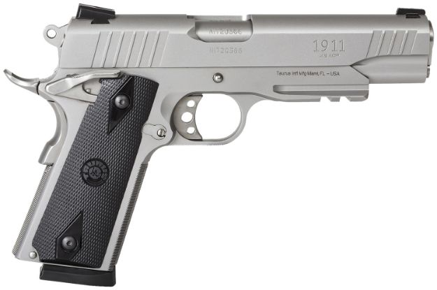 Picture of Taurus 1191109SS1 1911  45 ACP 8+1 5" Barrel, Overall Matte Stainless Steel Finish, Picatinny Rail/Beavertail Frame, Serrated Slide & Checkered Polymer Grip Includes 2 Mags