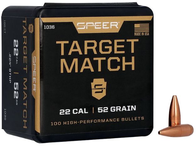 Picture of Speer 1036 Rifle Plinking Target Match .224 52 gr Hollow Point Boat Tail