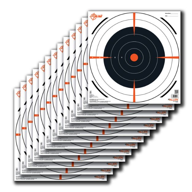 Picture of EZ-Aim 15334 Bullseye  Hanging Paper 12" x 12" Black/White 13 Per Pack