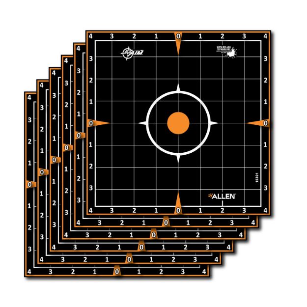 Picture of EZ-Aim 15301 Splash Reactive  Self-Adhesive Paper Black/Orange 8" Sight-In Grid 6 Pack