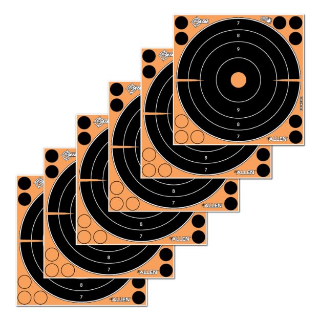 Picture of EZ-Aim 15316 Splash Reactive  Self-Adhesive Paper Black/Orange 8" Bullseye 6 Pack