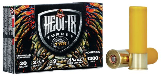 Picture of HEVI-Shot HS7109 HEVI-18 TSS Turkey 20Gauge 2.75" 1 1/4oz Tungsten 9Shot 5 Per Box/10 Case