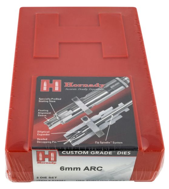 Picture of Hornady 546251 Custom Grade Series III 2 Die Set for 6mm ARC Includes Sizing Seater