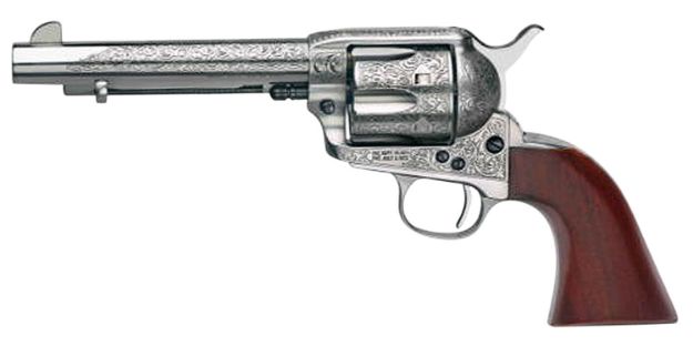 Picture of Taylors & Company 550927 1873 Cattleman 45 Colt (LC) Caliber with 5.50" Barrel, 6rd Capacity Cylinder, Overall White Floral Engraved Finish Steel & Walnut Grip