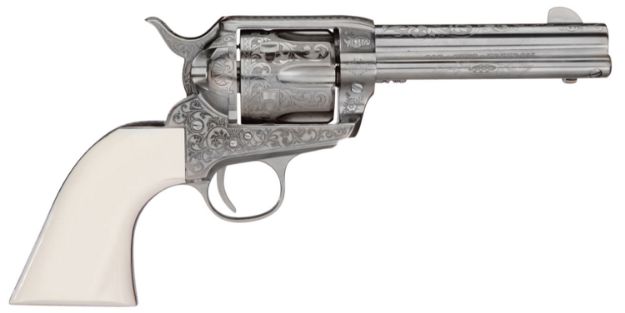 Picture of Taylors & Company 200057 1873 Cattleman Outlaw Legacy 45 Colt (LC) Caliber with 4.75" Barrel, 6rd Capacity Cylinder, Overall Nickel Engraved Finish Steel & Ivory Synthetic Grip