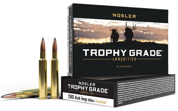 Picture of Nosler 60044 Trophy Grade  280Ackley Improved 160gr Nosler Spitzer Partition 20 Per Box/10 Case