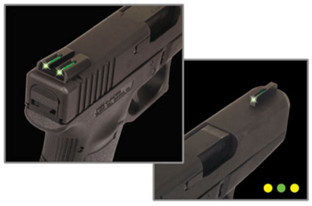 Picture of TruGlo TG131MPTY TFO  Green/Tritium/Fiber Optic Front Sight-Yellow/Tritium/Fiber Optic Rear Sight Smith & Wesson M&P