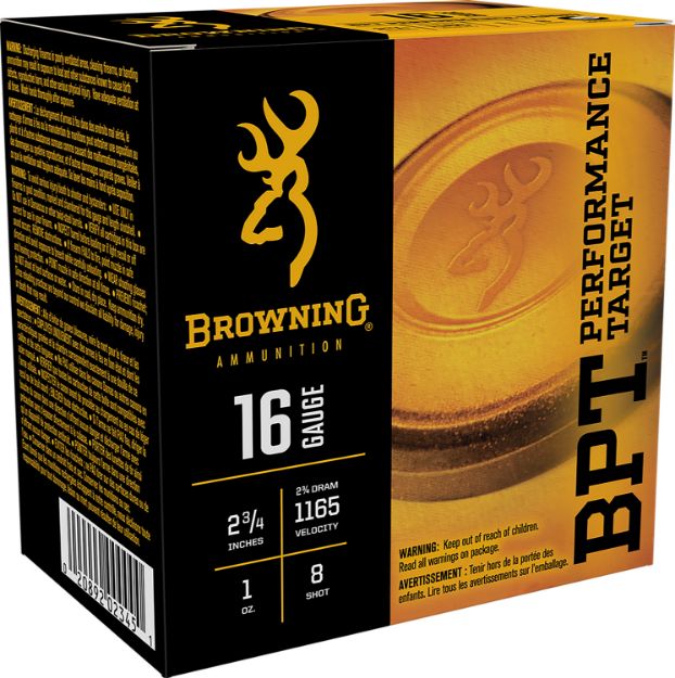 Picture of Browning Ammo B193611628 BPT Performance Target  16Gauge 2.75" 1oz 8Shot 25 Per Box/10 Case