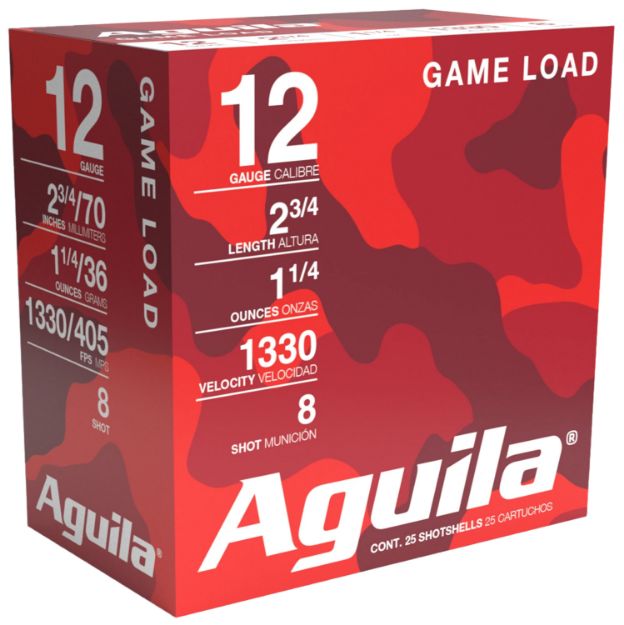 Picture of Aguila 1CHB1208 Birdshot High Velocity 12Gauge 2.75" 1 1/4oz 8Shot 25 Per Box/10 Case