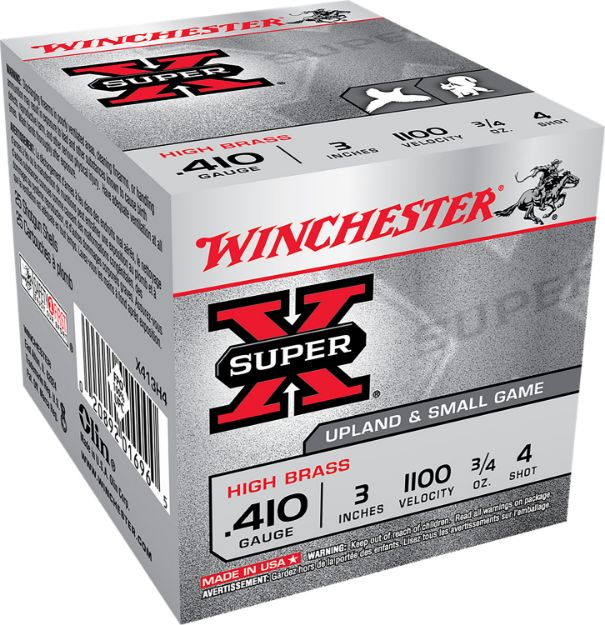 Picture of Winchester Ammo X413H4 Super X Heavy Game Load High Brass 410Gauge 3" 3/4oz 4Shot 25 Per Box/10 Case