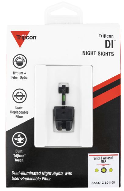 Picture of Trijicon 601108 DI Night Sight Set  Green/Tritium/Fiber Optic Front Sight-Green Tritium Black Outline Rear Sight Smith & Wesson M&P/M&P M2.0/SD9 VE