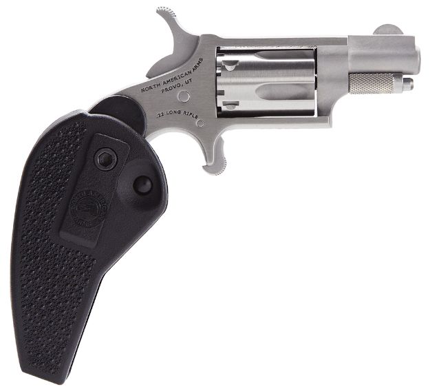 Picture of North American Arms 22LRHG Mini-Revolver  22 LR 5 rd 1.13" Barrel, Overall Stainless Steel Finish, Black Synthetic Holster Grip