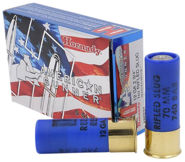 Picture of Hornady 86231 American Gunner  12 Gauge 2.75" 1 oz Rifled Slug Shot 5 Per Box/ 20 Case