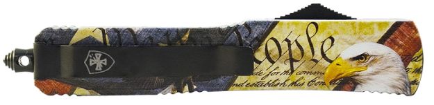 Picture of Templar Knife MZEG321 Premium Weighted Slim 3.16" OTF Drop Point Plain Black Oxide Stonewashed Powdered D2 Steel Blade/4.93" Eagle w/"We The People" Aluminum Zinc Alloy Handle