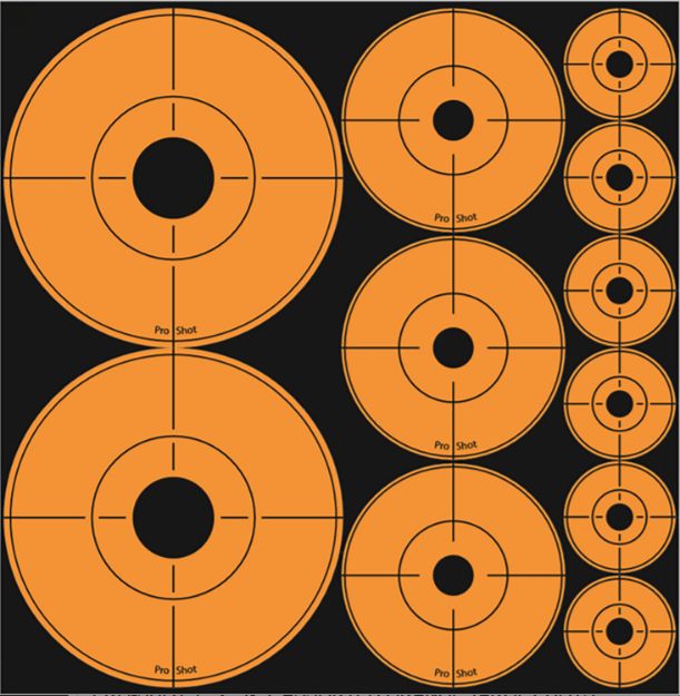 Picture of Pro-Shot ASSORTEDDOT Peel & Stick Target Dots Black/Orange 10 Pack