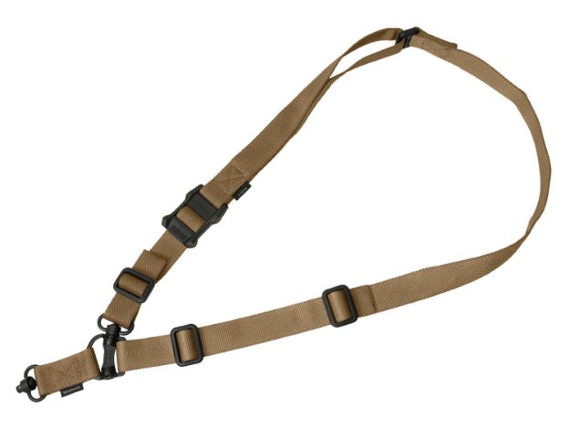 Picture of Magpul MAG518-COY MS4 Sling GEN2 made of Coyote Nylon Webbing with 1.25" W, Adjustable One-Two Point Design & 2 QD Push Button Swivels for AR-Platforms