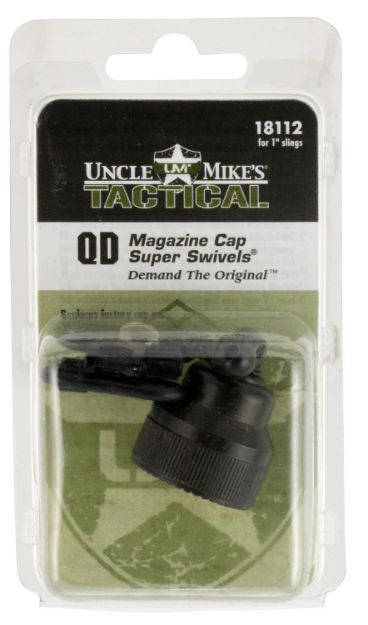 Picture of Uncle Mike's 18112 Mag Cap Swivel Set made of Steel with Blued Finish, 1" Loop Size & Quick Detach Style for Mossberg 590, 835 Includes Two Super Swivels