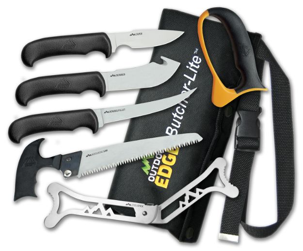 Picture of Outdoor Edge BL1 ButcherLite  4.30"/4.50"/5.9"/6" Folding Plain/Saw 420J2 Stainless Steel Blade FRN Black Handle