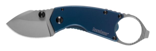 Picture of Kershaw 8710 Antic  1.70" Folding Drop Point Plain Bead Blasted 8Cr13MoV SS Blade Blue PVD Stainless Steel Handle Includes Pocket Clip