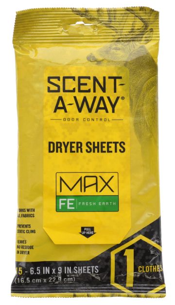 Picture of Scent-A-Way 07708 Max Dryer Sheets Odor Eliminator Earth 15 Per Pkg