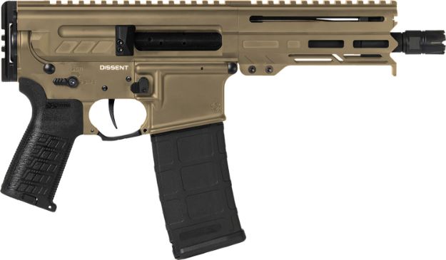 Picture of CMMG 55A938FCT Dissent  5.56x45mm NATO 30+1 6.50", Coyote Tan Cerakote Rec, OEM Grip, Picatinny Buffer Adapter, Zeroed Drop-In Single Stage Trigger