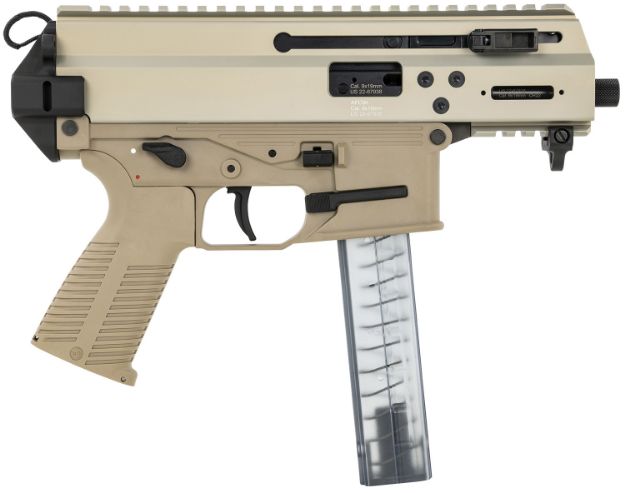 Picture of B&T Firearms 36176502CT APC9K  9mm Luger 30+1 4.30" Black Steel Barrel, Coyote Tan Picatinny Rail Receiver, Brace Adapter, Coyote Polymer Grips, Ambidextrous