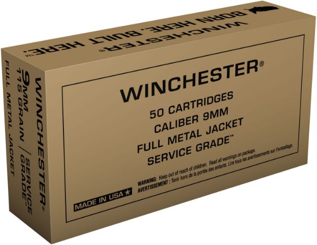 Picture of Winchester Ammo SG9W Service Grade  9mmLuger 115gr Full Metal Jacket 50 Per Box/10 Case