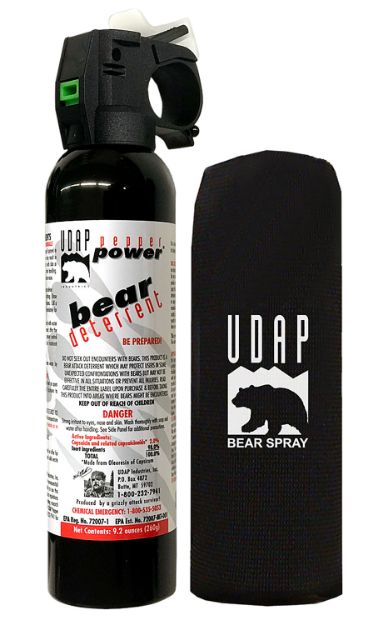 Picture of UDAP 15HP Magnum Bear Spray  OC Pepper Range Up to 35 ft 9.20 oz Includes Hip Holster