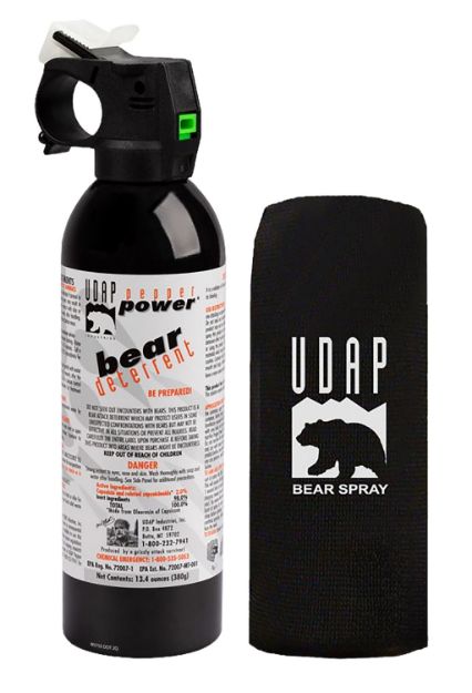 Picture of UDAP 18CP Magnum Bear Spray  OC Pepper Range Up to 35 ft 13.40 oz Includes Chest Holster