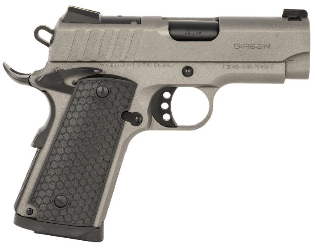 Picture of Girsan 391141 MC1911 SC Influencer Sub-Compact 45 ACP 6+1 3.40" Black Steel Barrel, Tungsten Gray Cerakote Optic Ready/Serrated Steel Slide & Frame w/Picatinny Rail & Beavertail, Gray Polymer Grip