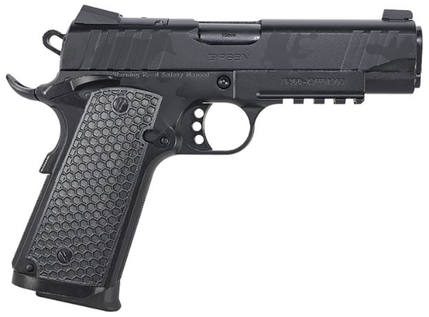 Picture of Girsan 391154 MC1911 C Influencer Compact 45 ACP 8+1 4.40" Black Steel Barrel, Black Camo Optic Ready/Serrated Steel Slide & Frame w/Picatinny Rail & Beavertail, Black Polymer Grip